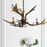 Maple 27" Adjustable Resin Antler 3-Light LED Chandelier