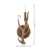 European 5.5" 1-Light Southwestern Bohemian Resin/Iron Faux Antler LED Sconce Set 2