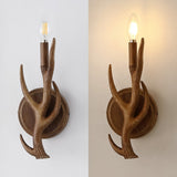 European 5.5" 1-Light Southwestern Bohemian Resin/Iron Faux Antler LED Sconce Set 2