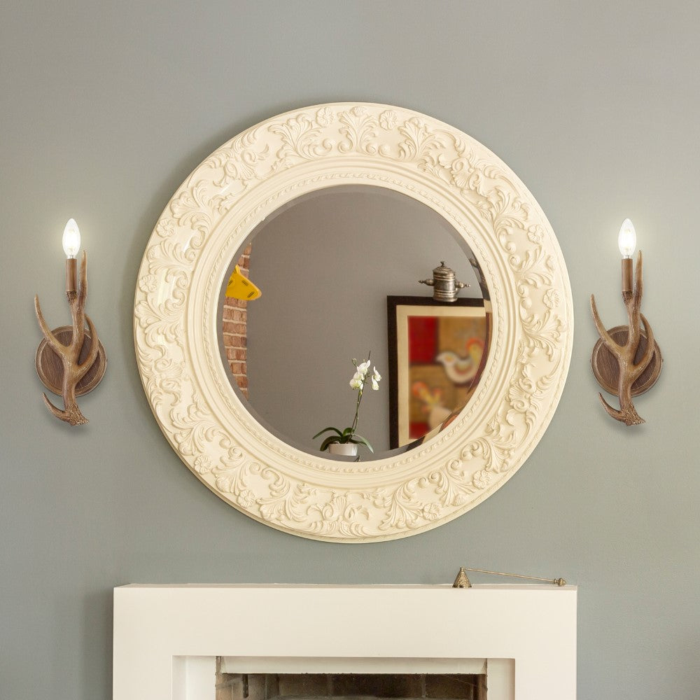 European 5.5" 1-Light Southwestern Bohemian Resin/Iron Faux Antler LED Sconce Set 2
