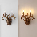 Antler 13.25" 2-Light Southwestern Bohemian Resin/Iron Faux Antler LED Sconce