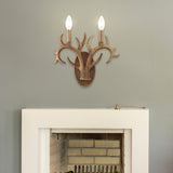 Antler 13.25" 2-Light Southwestern Bohemian Resin/Iron Faux Antler LED Sconce