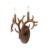 Antler 13.25" 2-Light Southwestern Bohemian Resin/Iron Faux Antler LED Sconce