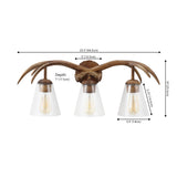 allen 25.5" 3-Light Southwestern Bohemian Resin/Seeded Glass Faux Antler LED Vanity Light