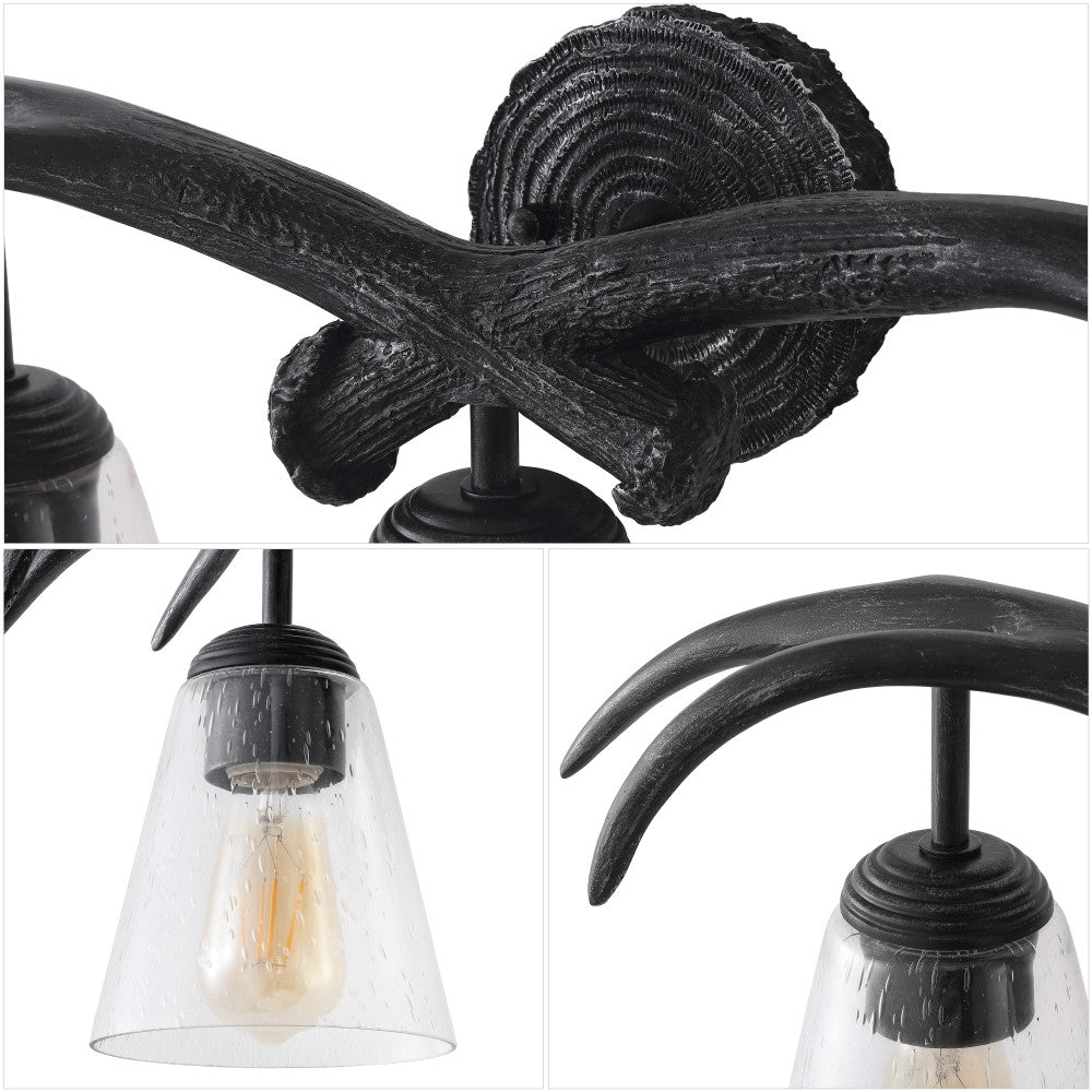allen 25.5" 3-Light Southwestern Bohemian Resin/Seeded Glass Faux Antler LED Vanity Light