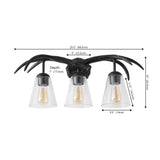 allen 25.5" 3-Light Southwestern Bohemian Resin/Seeded Glass Faux Antler LED Vanity Light