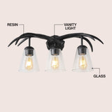allen 25.5" 3-Light Southwestern Bohemian Resin/Seeded Glass Faux Antler LED Vanity Light