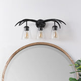 allen 25.5" 3-Light Southwestern Bohemian Resin/Seeded Glass Faux Antler LED Vanity Light