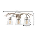 allen 25.5" 3-Light Southwestern Bohemian Resin/Seeded Glass Faux Antler LED Vanity Light