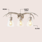 allen 25.5" 3-Light Southwestern Bohemian Resin/Seeded Glass Faux Antler LED Vanity Light