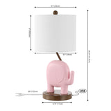 Novelty Bohemian Designer Iron/Resin Elephant LED Kids Table Lamp with Phone Stand and USB Charging Port