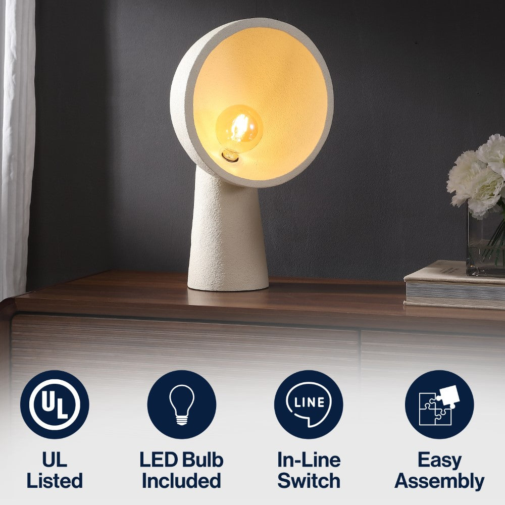 Marina 17.5" Contemporary Minimalist Resin Half-Globe Column LED Table Lamp