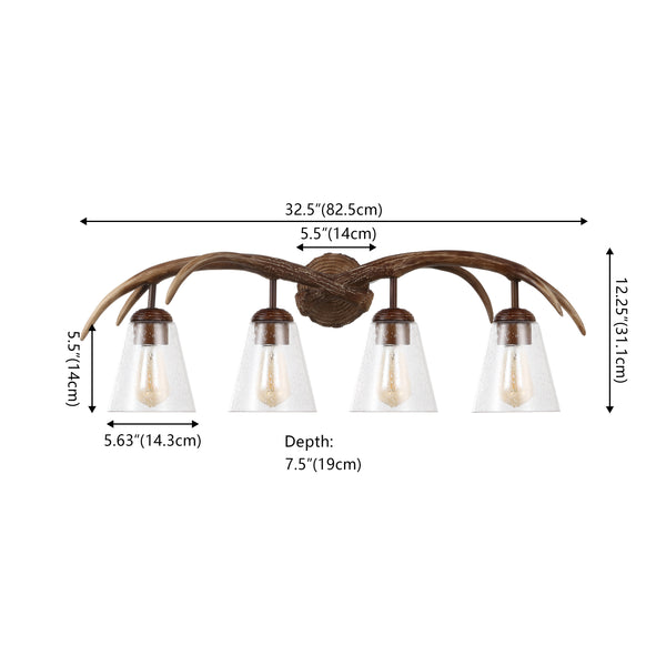 Dimension Image Brown Wood Finish / 4-Light
