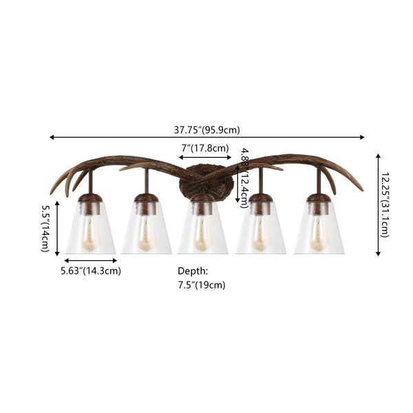 Dimension Image Brown Wood Finish / 5-Light
