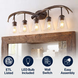 Thakar Adjustable Resin Antler 6-Light Chandelier