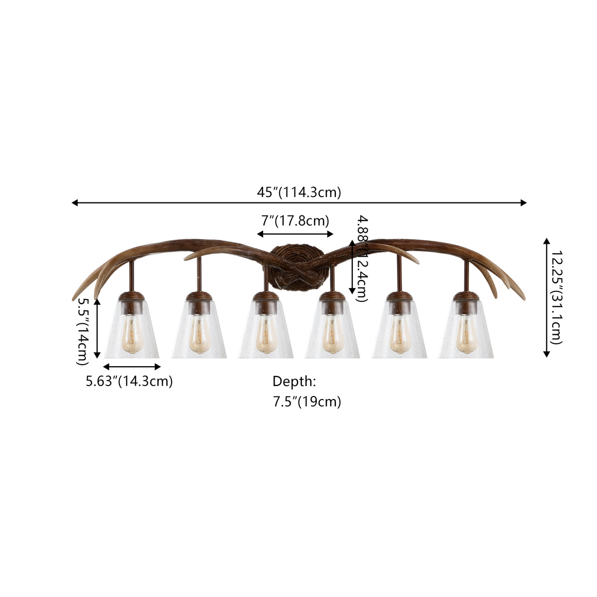 Thakar Adjustable Resin Antler 6-Light Chandelier