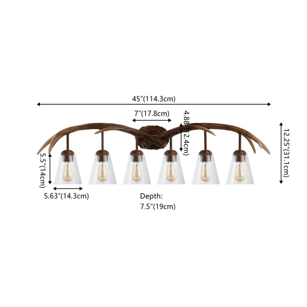 Dimension Image Brown Wood Finish / 6-Light
