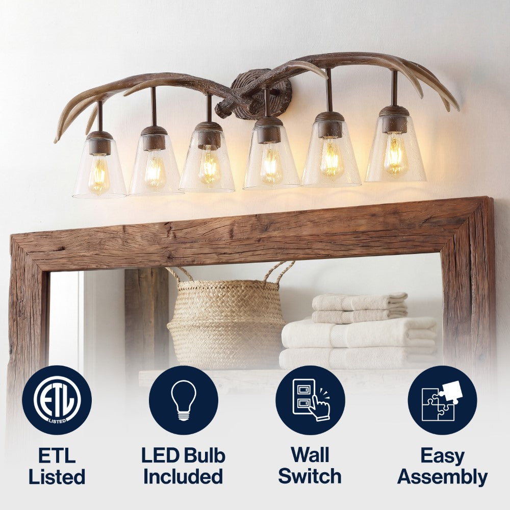Thakar Adjustable Resin Antler 6-Light Chandelier