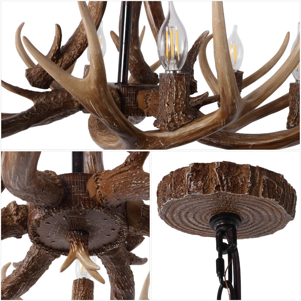Thakar Adjustable Resin Antler 6-Light Chandelier