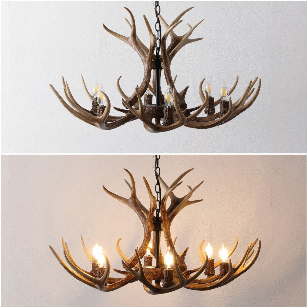 Thakar Adjustable Resin Antler 6-Light Chandelier