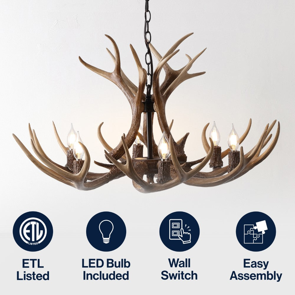 Thakar Adjustable Resin Antler 6-Light Chandelier