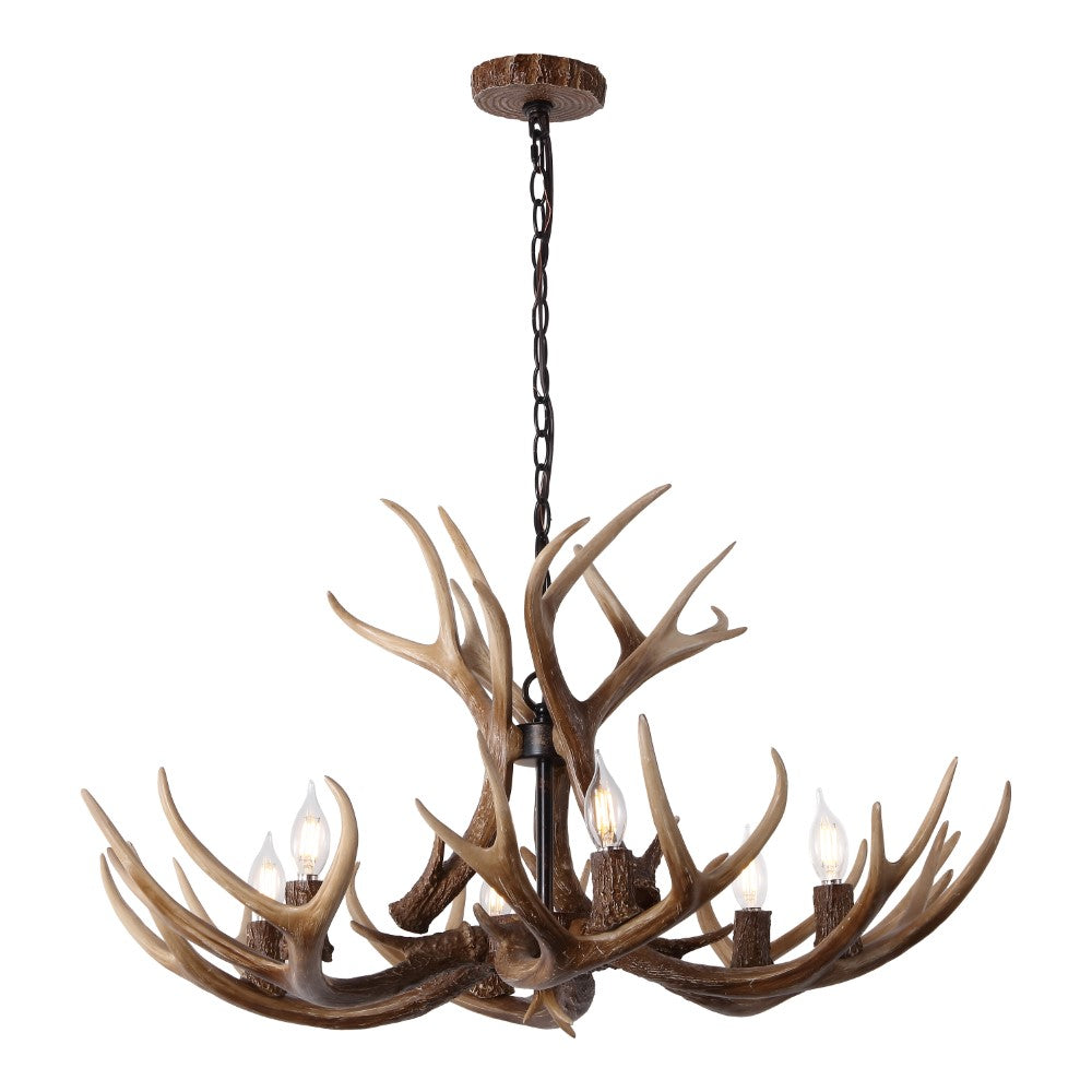 Thakar Adjustable Resin Antler 6-Light Chandelier