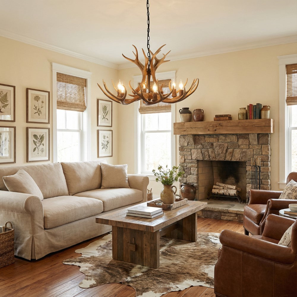 Thakar Adjustable Resin Antler 6-Light Chandelier