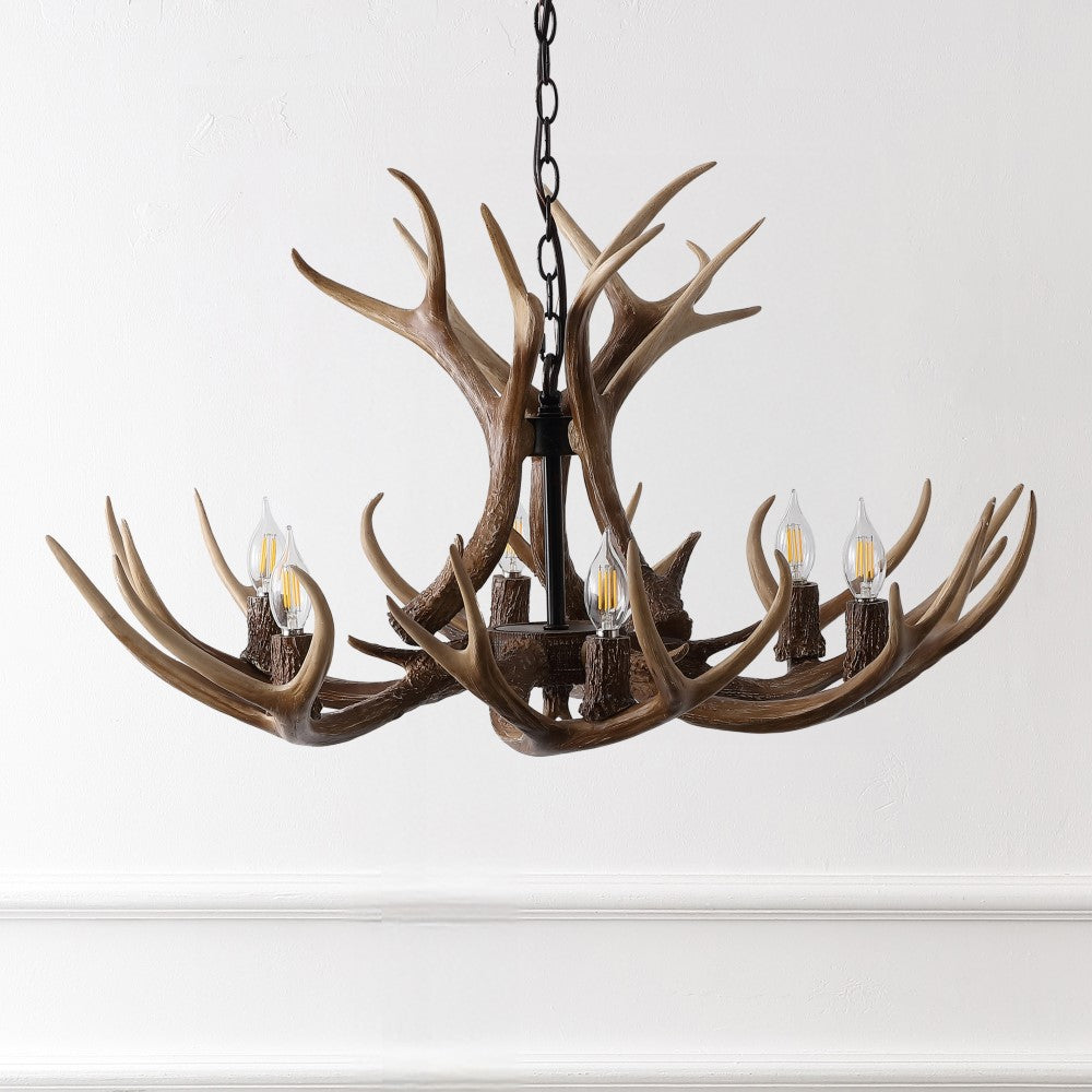 Thakar Adjustable Resin Antler 6-Light Chandelier