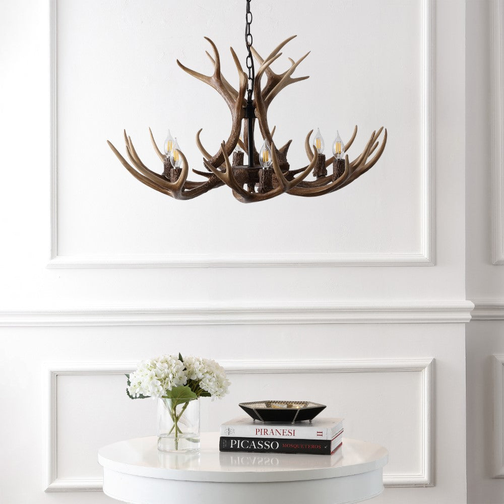 Thakar Adjustable Resin Antler 6-Light Chandelier