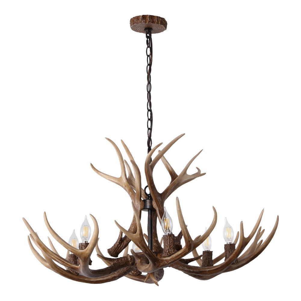 Thakar Adjustable Resin Antler 6-Light Chandelier