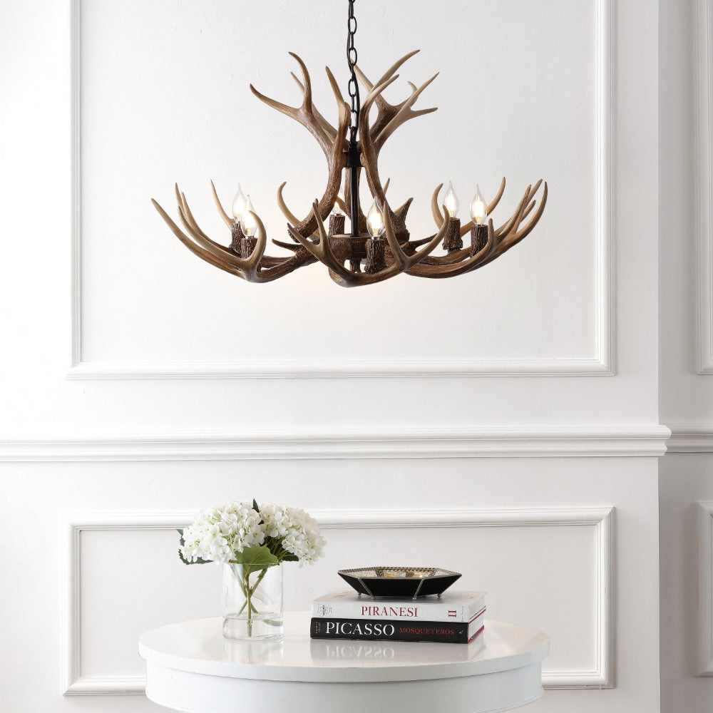 Thakar Adjustable Resin Antler 6-Light Chandelier
