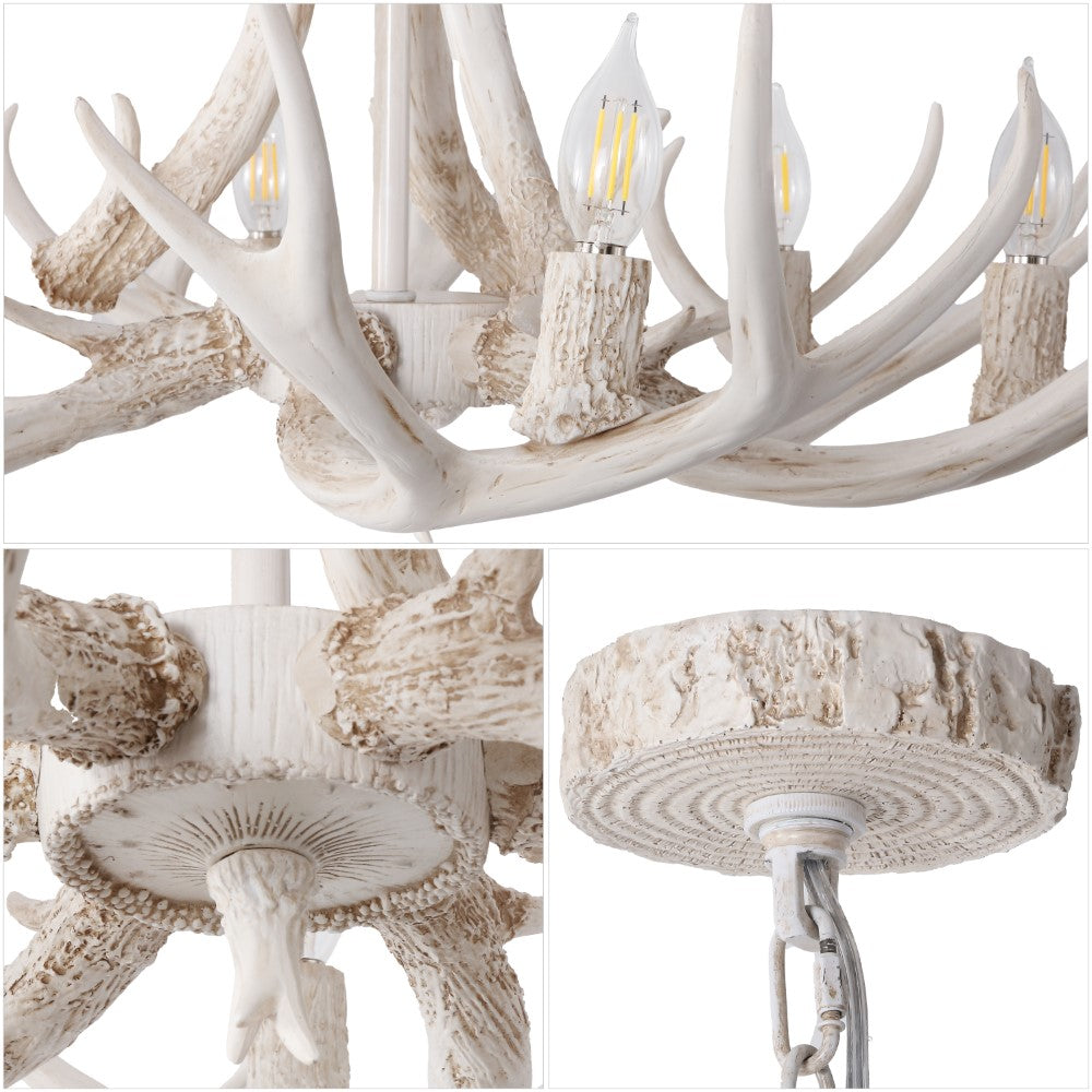 Mist Southwestern Bohemian Resin/Seeded Glass Faux Antler LED Vanity Light