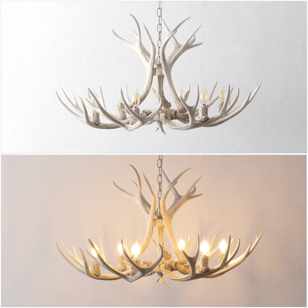 Mist Southwestern Bohemian Resin/Seeded Glass Faux Antler LED Vanity Light