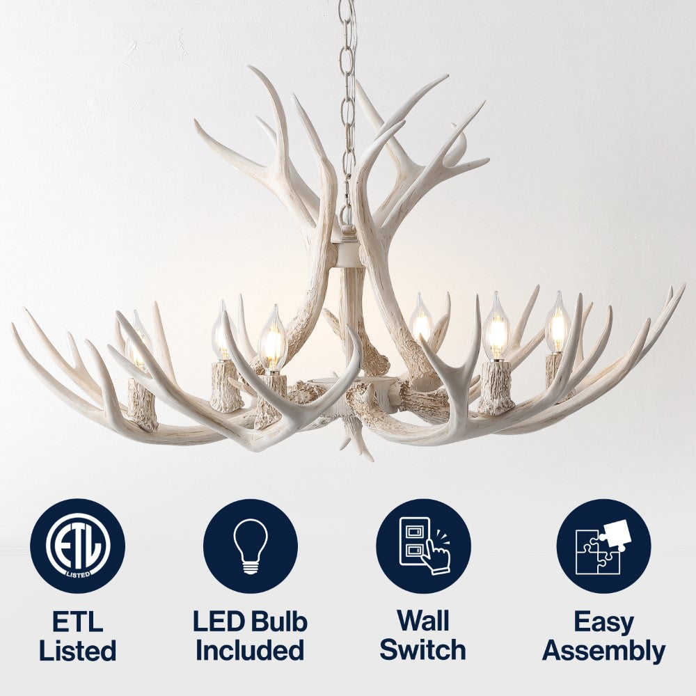 Mist Southwestern Bohemian Resin/Seeded Glass Faux Antler LED Vanity Light