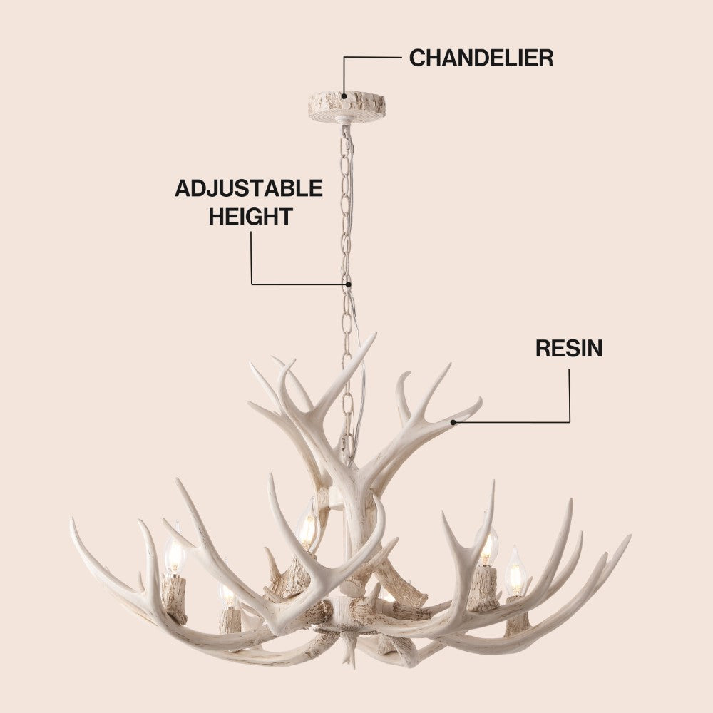 Mist Southwestern Bohemian Resin/Seeded Glass Faux Antler LED Vanity Light