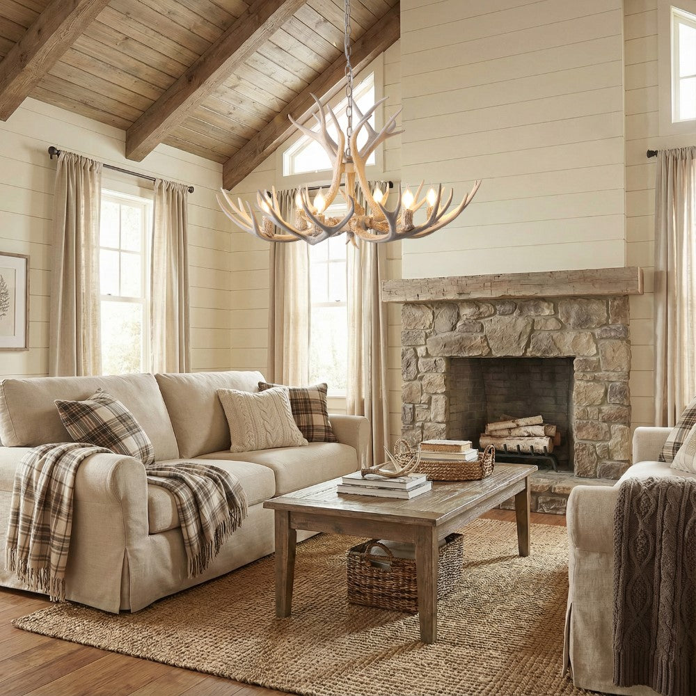 Mist Southwestern Bohemian Resin/Seeded Glass Faux Antler LED Vanity Light