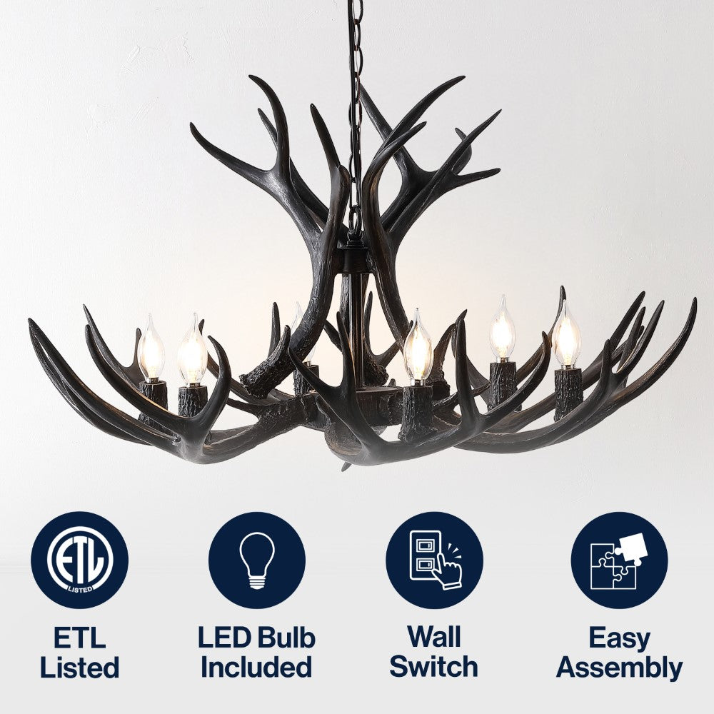 Mist Southwestern Bohemian Resin/Seeded Glass Faux Antler LED Vanity Light