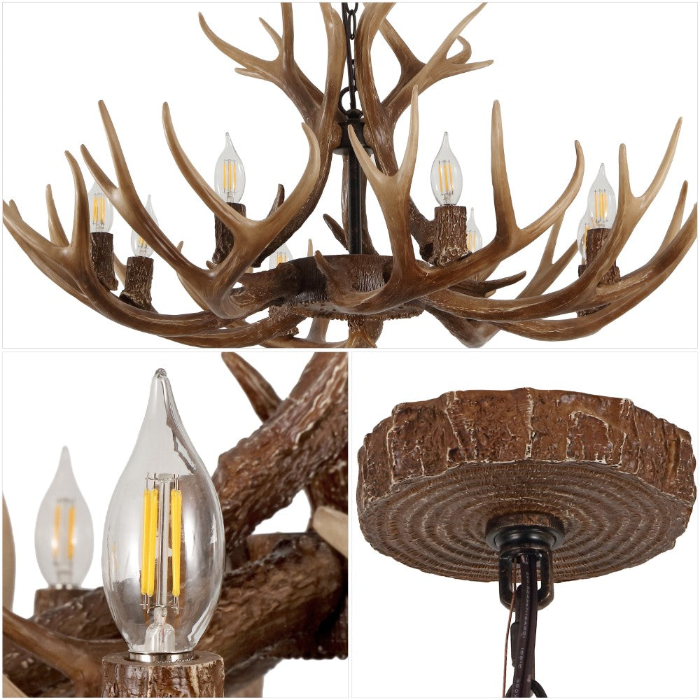 Mist Southwestern Bohemian Resin/Seeded Glass Faux Antler LED Vanity Light