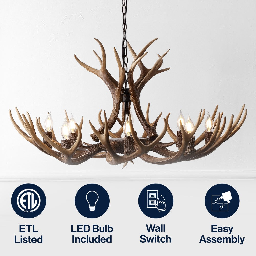 Mist Southwestern Bohemian Resin/Seeded Glass Faux Antler LED Vanity Light