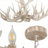 Azure Rustic Farmhouse Adjustable Resin Antler LED Chandelier
