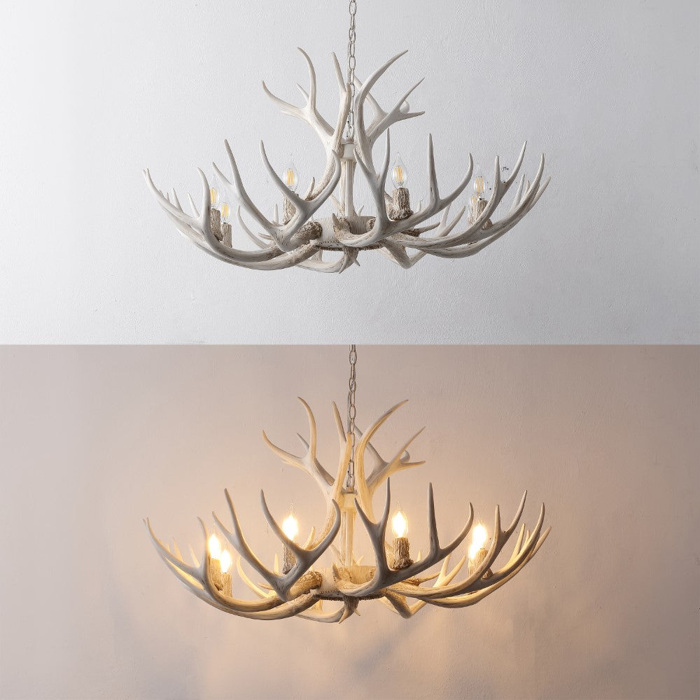 Azure Rustic Farmhouse Adjustable Resin Antler LED Chandelier