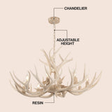 Azure Rustic Farmhouse Adjustable Resin Antler LED Chandelier