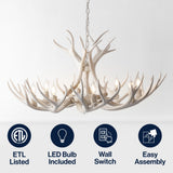 Azure Rustic Farmhouse Adjustable Resin Antler LED Chandelier