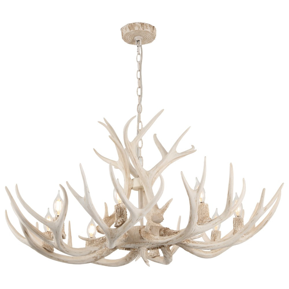 Azure Rustic Farmhouse Adjustable Resin Antler LED Chandelier