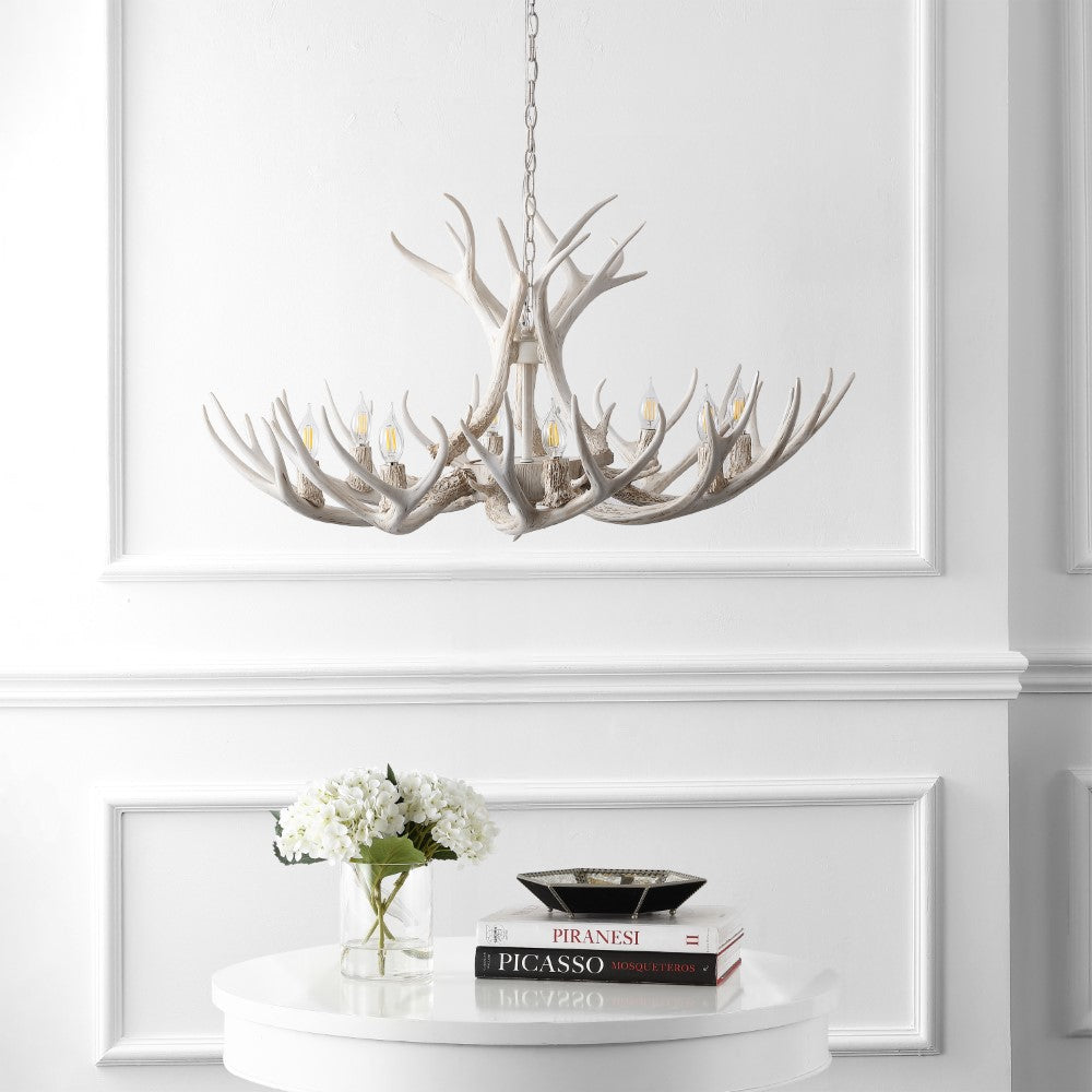 Azure Rustic Farmhouse Adjustable Resin Antler LED Chandelier