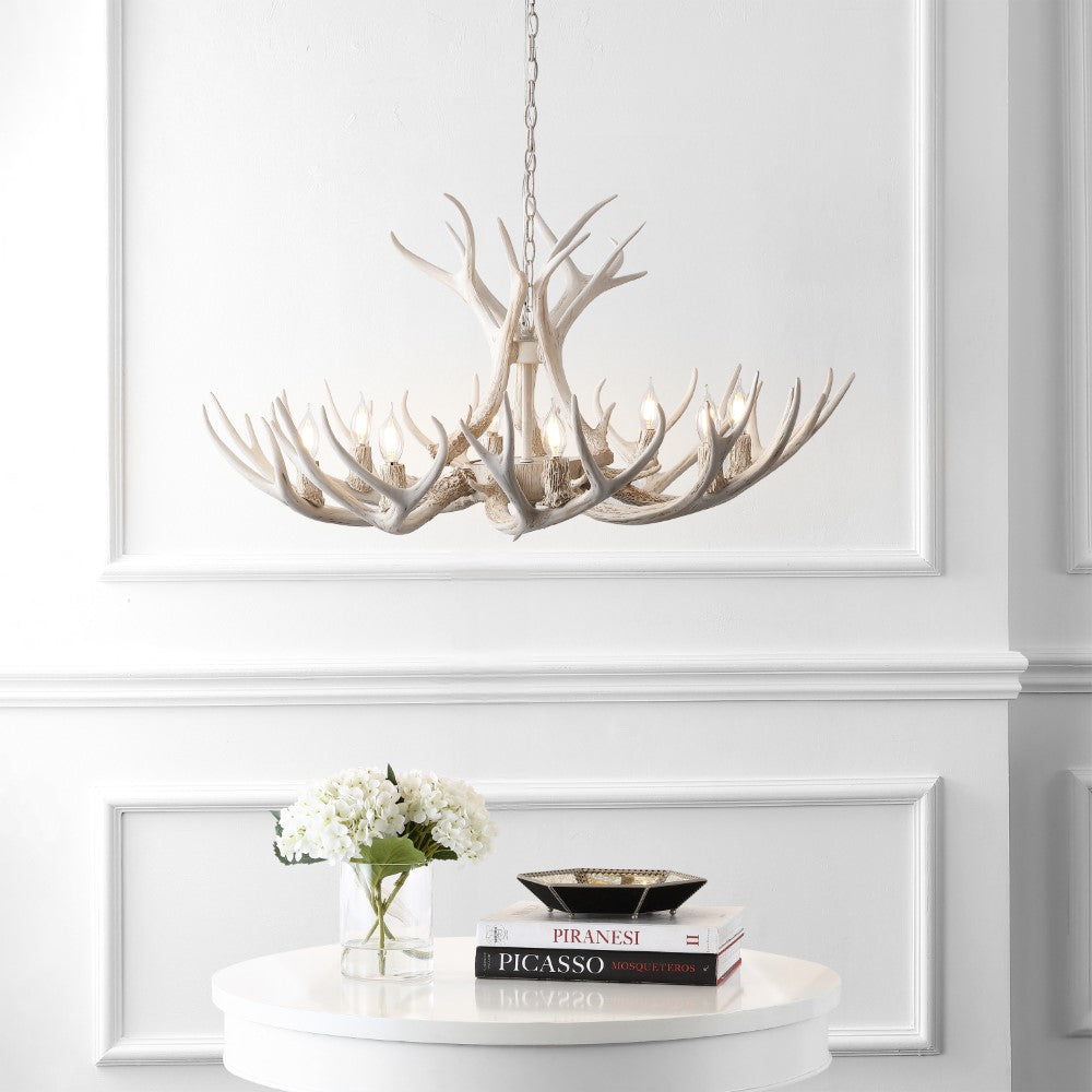 Azure Rustic Farmhouse Adjustable Resin Antler LED Chandelier