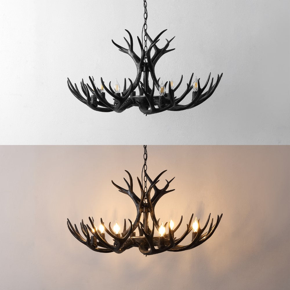 Azure Rustic Farmhouse Adjustable Resin Antler LED Chandelier