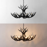 Azure Rustic Farmhouse Adjustable Resin Antler LED Chandelier