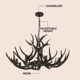 Azure Rustic Farmhouse Adjustable Resin Antler LED Chandelier