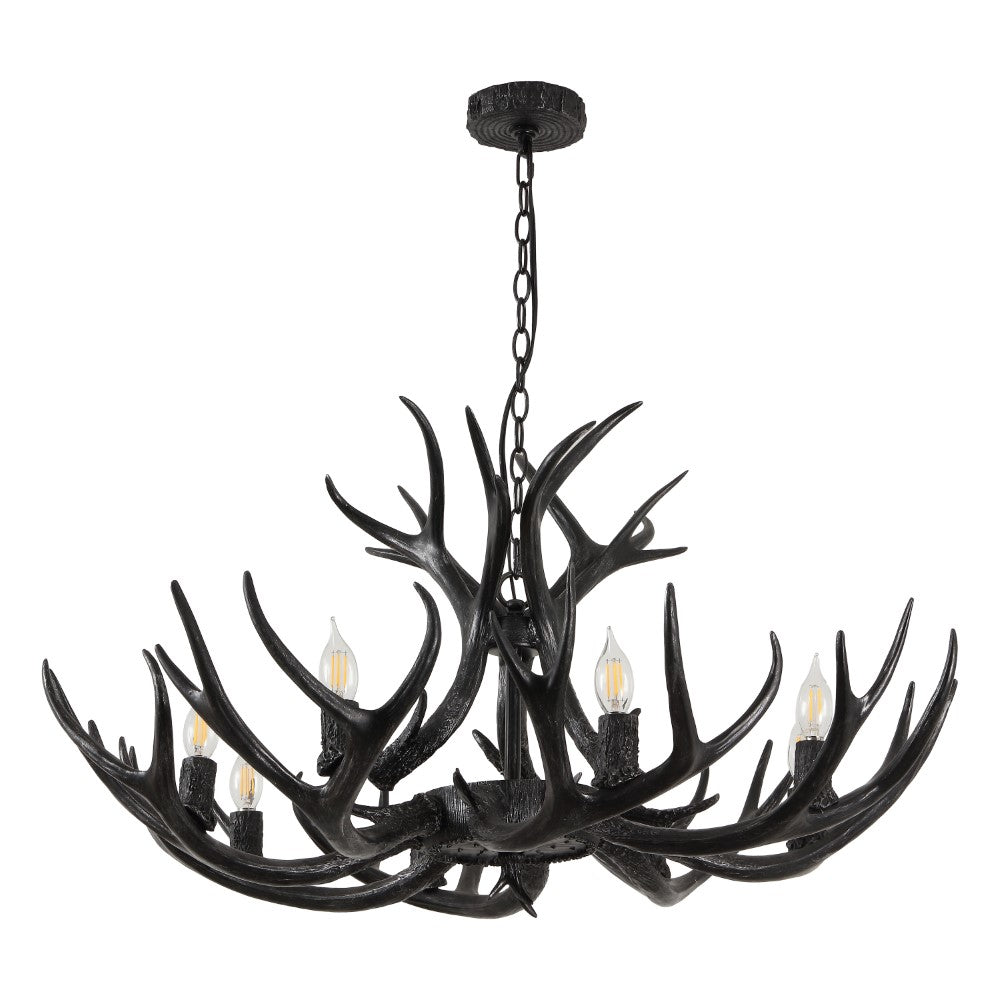 Azure Rustic Farmhouse Adjustable Resin Antler LED Chandelier